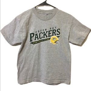 NFL Green Bay Packers Boys Gray T-Shirt Youth Size 12 EUC Football Fan Tee
